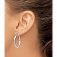 thumbnail image 4 of Sterling Silver Rhodium-Plated 3X30mmtwisted Hoop Earrings (32 X 29) Made In Mexico qe4585, 4 of 6