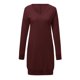 thumbnail image 2 of Gibobby Vestidos de suéter anchos Vestido de suéter informal suelto de color sólido con cuello en V y manga larga para mujer(Rojo,G), 2 of 4