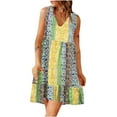 thumbnail image 2 of IROINNID V-Neck Shift Dress For Women Summer Fashion Sleeveless Print Ruffles Casual Dress Comfort Waist Dress, 2 of 8