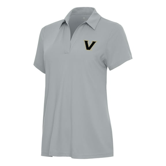 Women's Antigua Gray Vanderbilt Commodores Era V-Neck Polo