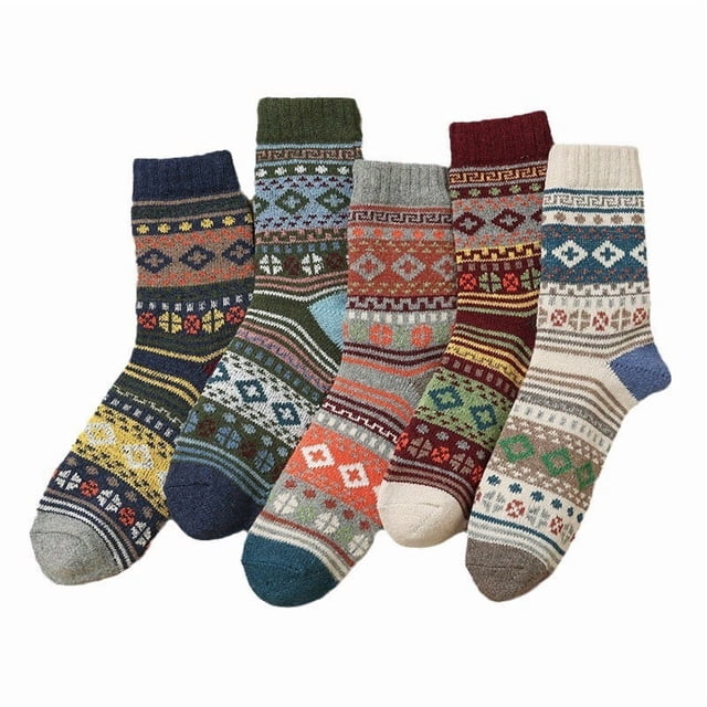 Calcetines térmicos para hombre, 5 pares de calcetines gruesos y cálidos de invierno, de lana transpirable, talla 37-44