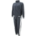 thumbnail image 3 of vkwear Men's Striped Athletic Running Jogging Gym Slim Fit Sweat Track Suit Set (Grey, 2XL), 3 of 3