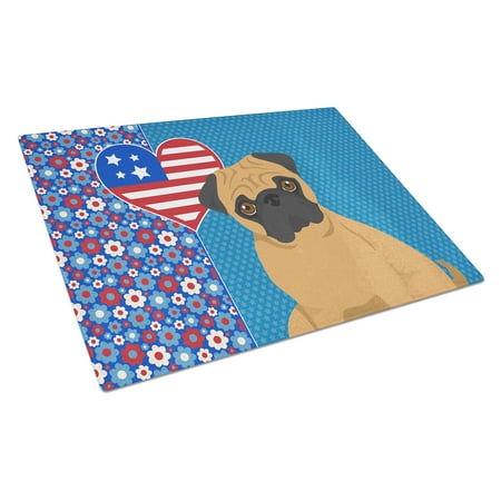 

Apricot Pug Glass Cutting Board Large 12 in x 15 in
