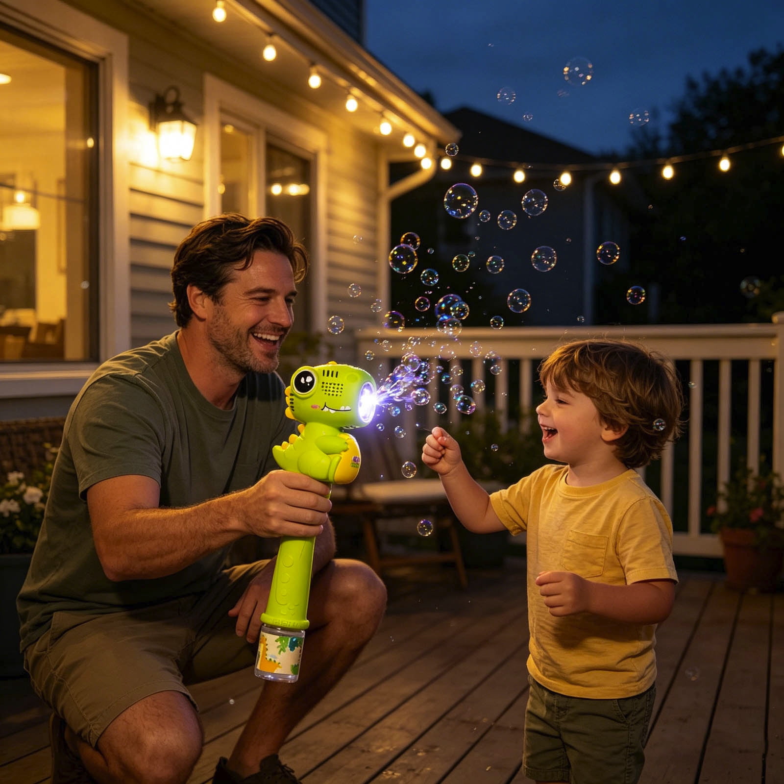 Gytml Dinosaur Bubble Wand Rechargeable Automatic Bubble Blower For Outdoor Parties & Summer Fun(Green-3.35X11.61 Inch)