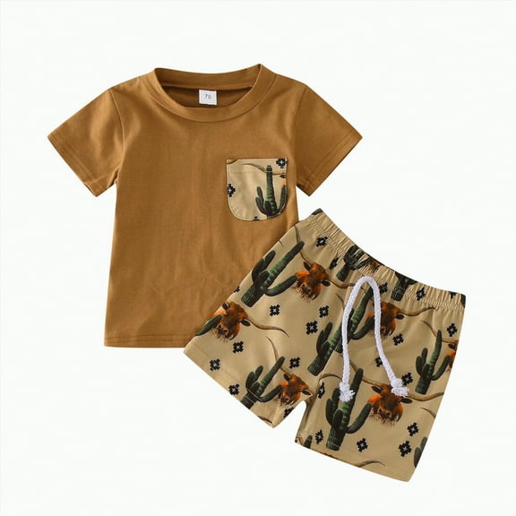 Baby Clothes Boy Toddler Kids Shorts Clothing Set Children's Spring Summer Cotton Round Neck Prints Short Sleeve Beach 0 6 12 18 24 Months 2T 3T Outfits Tops 2-Piece