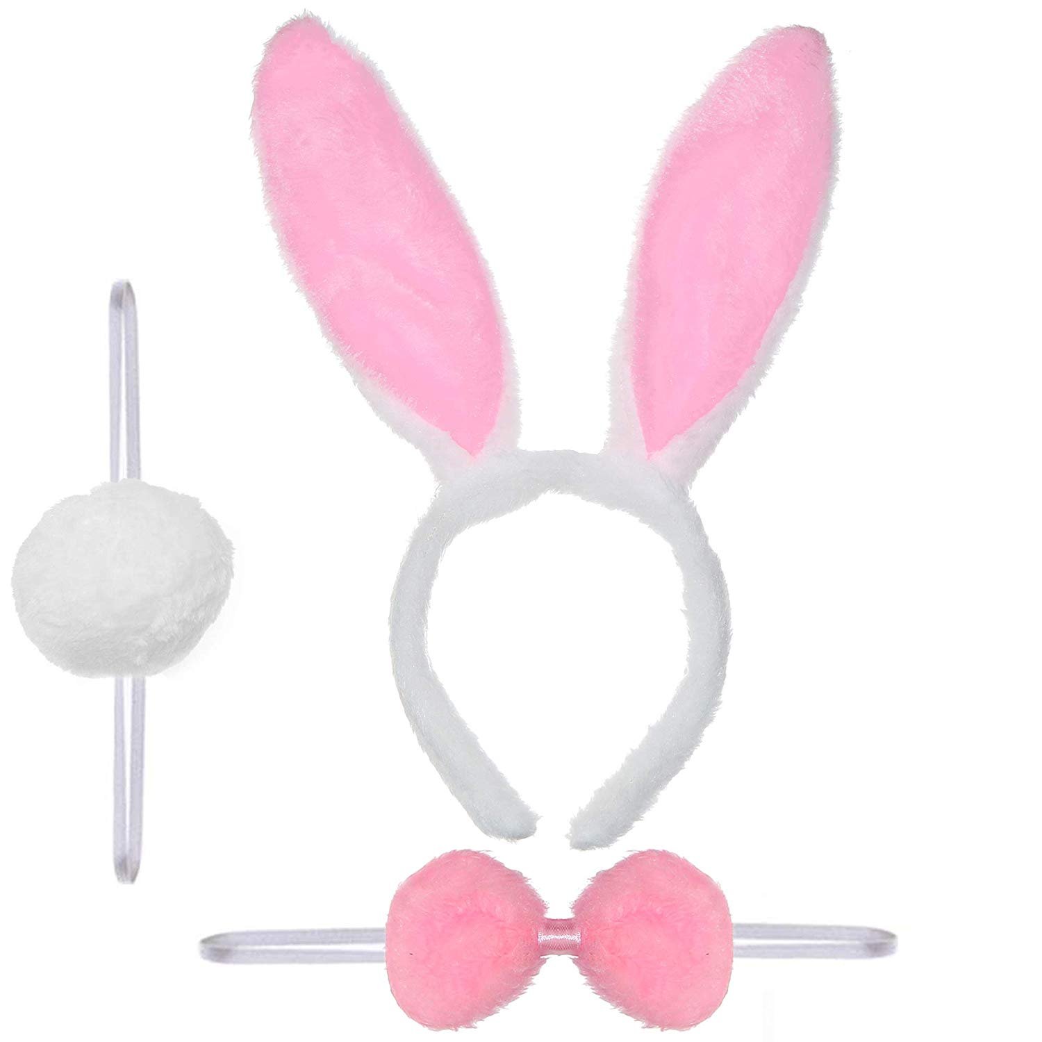 Skeleteen Bunny Rabbit Costume Set White and Pink Ears, Bow Tie and