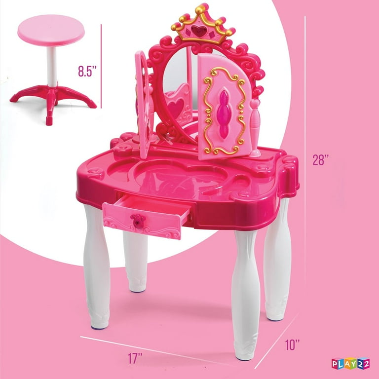 Kiddie play pretend play kids vanity table and chair beauty play set sales