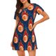 thumbnail image 1 of Balery American Football and Fire Flames Camisón de manga corta con cuello redondo para mujer, cómodo y elegante., 1 of 6