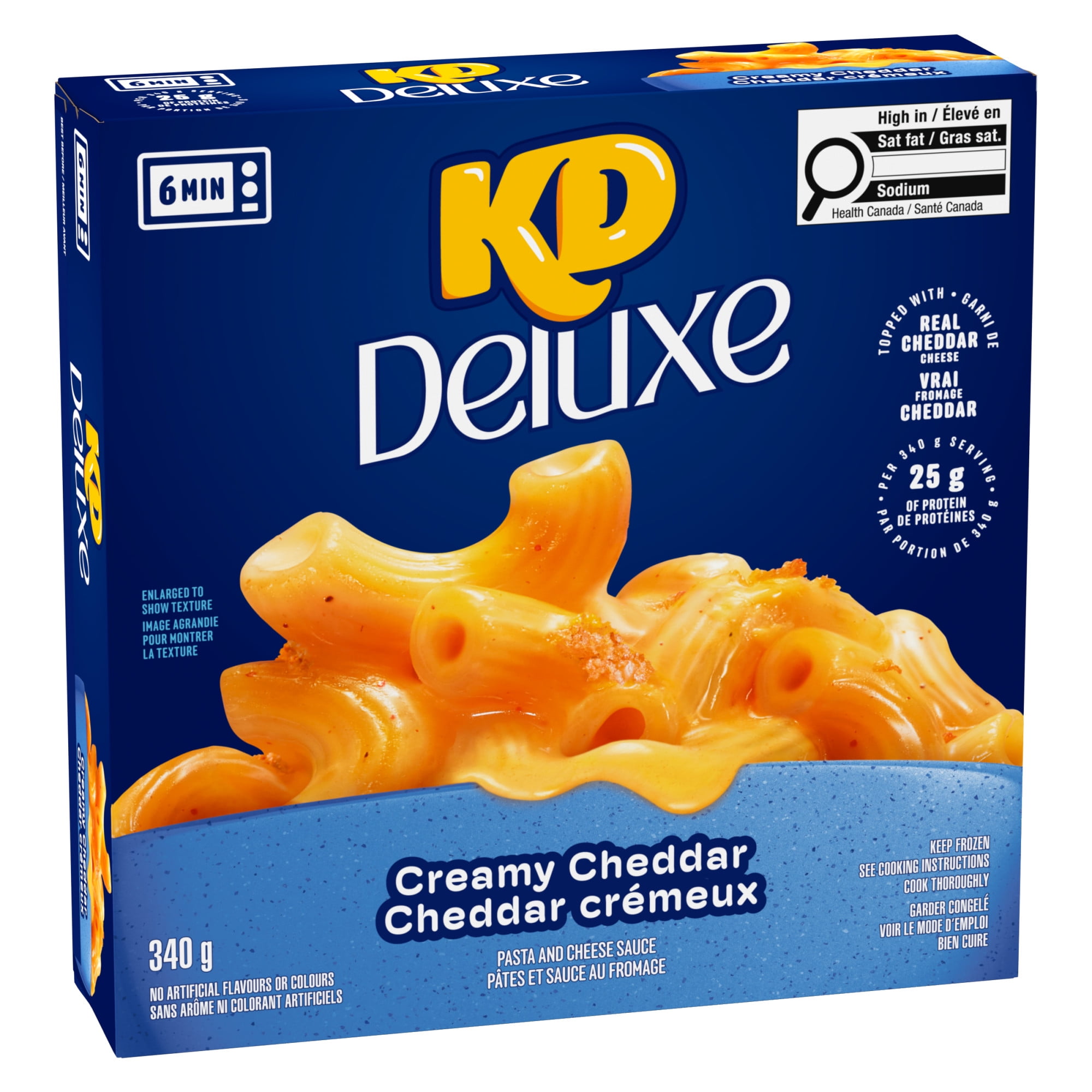 KD Deluxe Creamy Cheddar Macaroni and Cheese Frozen Dinner, 340g Box, 340g