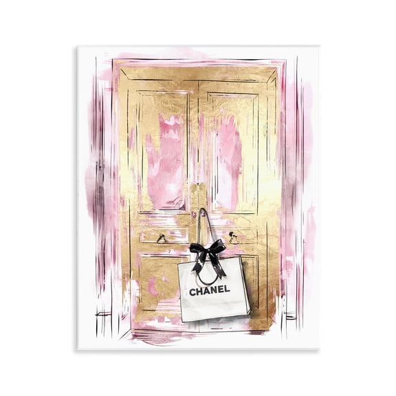 Stupell Industries Shopping Bag on Door Fashion Painting Unframed Art Print Wall Art, 11 x 14