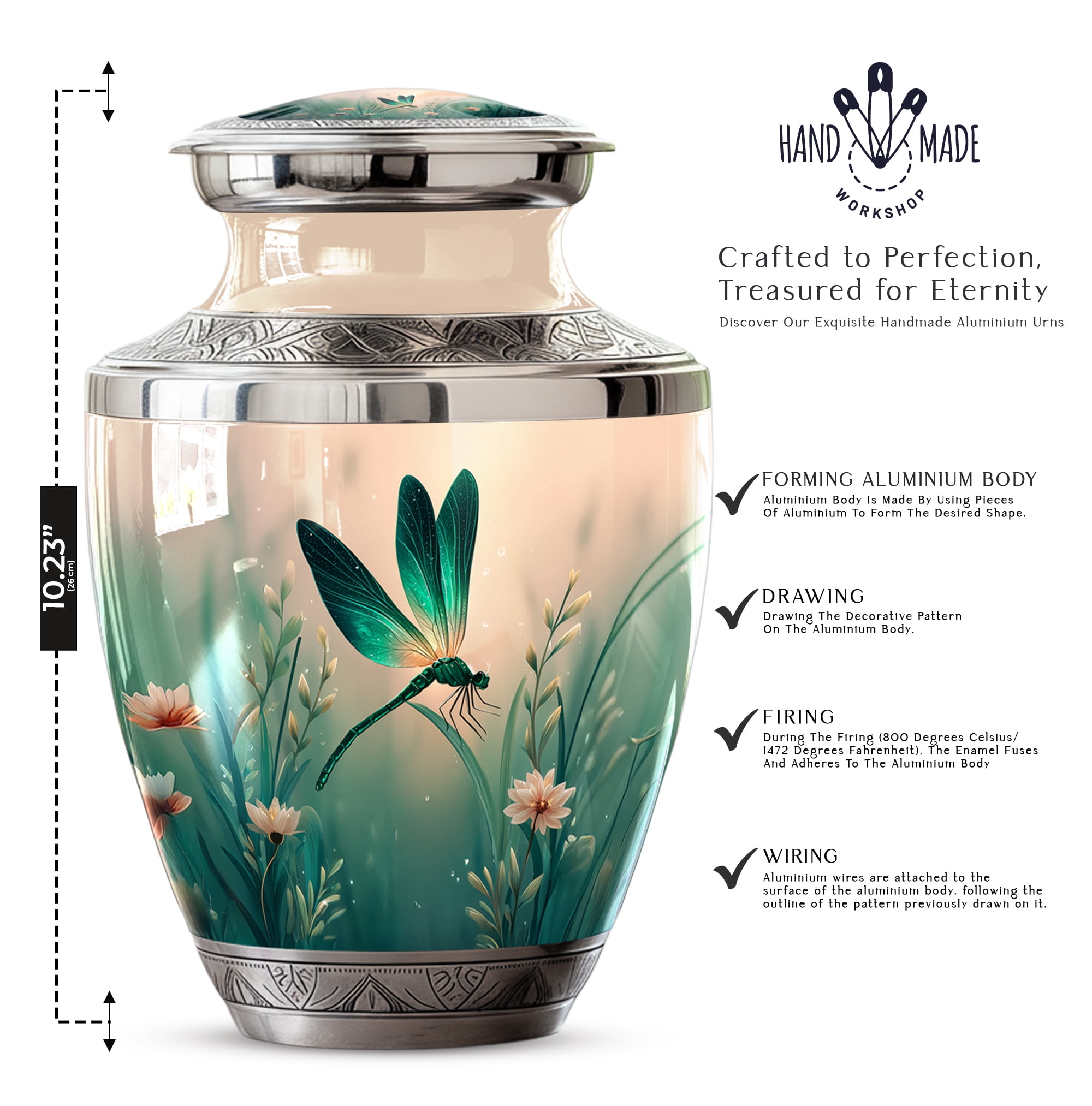 Dragonfly Urn for Ashes for Men - Large Funeral Urns for Adult Female - 10 Inch Decorative Urns for Women - Dragonfly Cremation Urn for Male Dad
