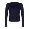 thumbnail image 4 of Tops for Women Casual Slim Fit T Shirt Long Sleeve Solid Color Crewneck Women Blouse,Dark Blue,M, 4 of 4