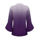 thumbnail image 5 of Camisa gris para mujer,Blusa informal lisa con cuello en V y mangas 3/4 acampanadas para mujer, poliéster, ligera y cómoda, sopatenor, 5 of 8