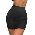 thumbnail image 3 of Women's High Waist Pencil Skirt ,Basic Stretchy Ribbed Casual Bodycon Wrap Skirt Black US 6, 3 of 7