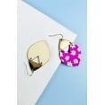 thumbnail image 5 of 2 INCHES IRREGULAR SHAPED COLORFUL FLOWER PATTERN WOOD  HOOK EARRINGS, 5 of 13