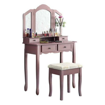 Roundhill Furniture Sanlo Make Up Vanity Table And Stool Set Roundhill Furniture Sanlo Make Up Vanity Table And Stool Set