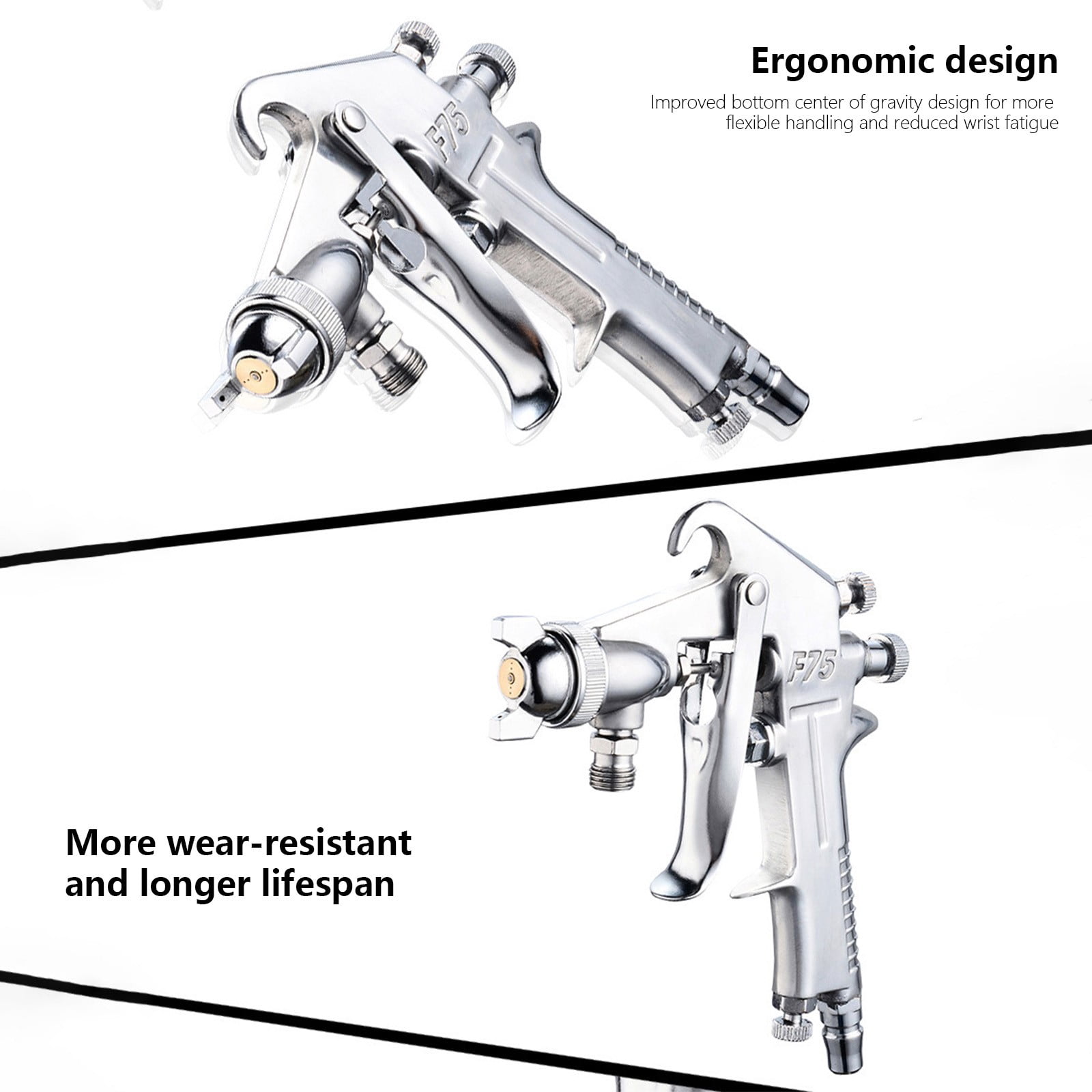 Snmubt Paint Sprayer, HVLP Gravity Feed Air Spray Gun, Air Spray Gun Kit with 1.4/1.7/2.0/2.5mm Adjustable Nozzle and 400ml Aluminum Cup, Suitable for Car Primer, Furniture, Wall Surface Painting
