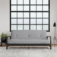 DHP Cleo Black Metal Arm Full Size Futon Frame with 6” Herringbone