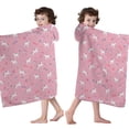 thumbnail image 4 of Pink Cartoon Unicorn Pattern Hooded Bath Towel，60"x35" for Ages 3 To 12 Kids, Quick Dry Lightweight Soft Microfiber Hood Beach Towel Cover Up for Kids, 4 of 7