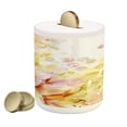 thumbnail image 1 of Shabby Flora Piggy Bank, Watercolored Lilies Flowers Buds Leaves Colored Marks Art, Ceramic Coin Bank Money Box for Cash Saving, 3.6" X 3.2", Pale Pink Peach, by Ambesonne, 1 of 4