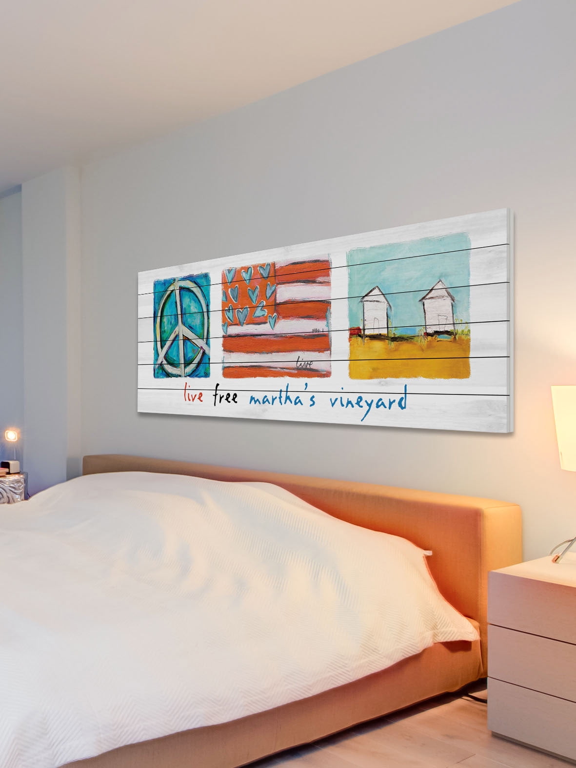 Marmont Hill "Live Free Martha's Vineyard" by Tori Campisi Painting Print on White Pine Wood