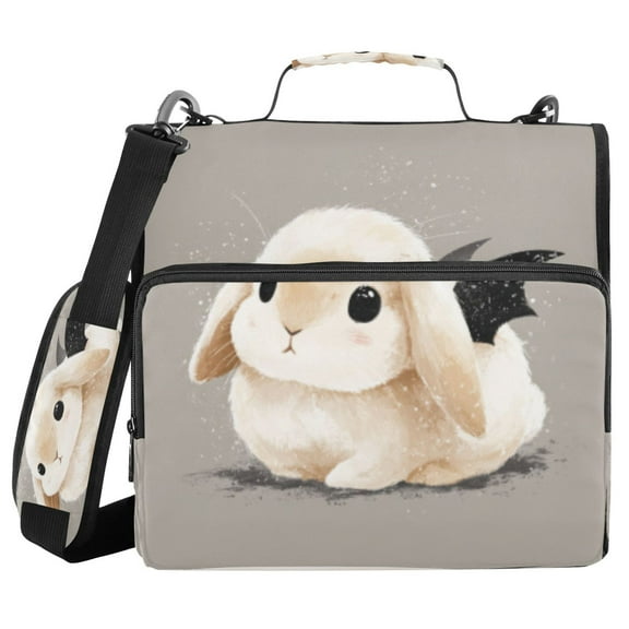 DIXRUYEE Zipper Binder trapper keeper Documents Organized Design Cute Bunny with Bat Wings Printed