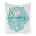 thumbnail image 1 of Hello Summer Soft Flannel Fleece Throw Blanket, Abstract Curly Sea Background with a Surfboard Jungle Leaves, Cozy Plush for Indoor and Outdoor Use, 50" x 70", Seafoam Pale Pink, by Ambesonne, 1 of 6