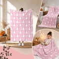 thumbnail image 3 of OCCOA Pink Ghost Print Halloween Flannel Throw Blanket Soft Plush Cozy Cover for Sofa Bed Living Room Indoor Holiday Themed Home Decoration Gift, Pink, 3 of 6