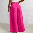 thumbnail image 4 of Plus Size Palazzo Pants Women Flowy Curvy Pants Drawstring Wide Leg Pants Summer Beach Travel Trousers Hot Pink XL, 4 of 4