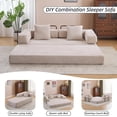 thumbnail image 5 of Folding Sofa Bed, Convertible Sleeper Bed Corduroy Floor Couch with Pillows, Loveseat Floor Sofa Lounge Couch, Foldable Memory Foam Mattress for Living Room Bedroom Playroom (Light Grey), 5 of 16