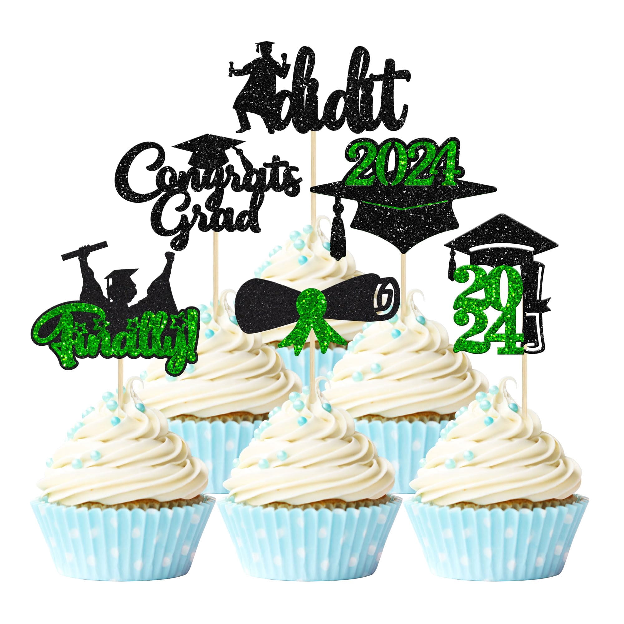 25-teiliges Abschluss-Dekoset 'Prüfung Bestanden' In Gold/Schwarz, Mit Cake Topper & Cupcake-Deko - Perfekt Für Abitur 2025 & Graduation Parties