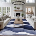 thumbnail image 3 of Rectangle Rug 8x10Ft Watercolor Navy Blue Stripes Soft Indoor Throw Rugs Carpets for Living Dining Bedroom Kids Room Non-Slip Playroom Crawl Rug Floor Mats Abstract Geometric Wave Striped, 3 of 9