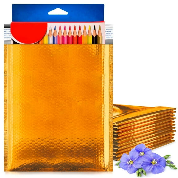 Gold Metallic Bubble Mailers, 8.5 x 11 Inches. Pack of 200 Bright Metallic Bubble Envelope. Self-Seal Foil Shipping Envelopes. Waterproof Poly Mailers Metallic for Small Business