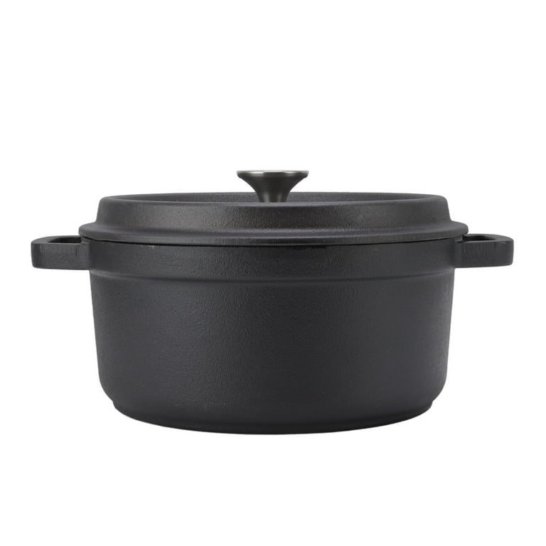 Cast Iron Pot, 24cm Dual Handle Uncoated Flat Bottom Soup Stew Pot Dutch  Oven, Cookware For House Kitchen 
