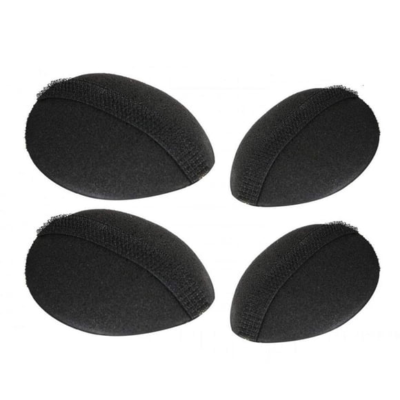 4 piezas (2 grandes + 2 pequeñas) herramienta de inserción de esponja para aumentar el volumen de la Base del cabello, herramienta para hacer moños y accesorios (negro)
