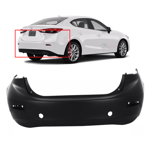 DCP Rear Bumper Cover For 2014-2018 Mazda 3 Primed MA1100215