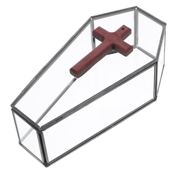 WEUVEB Glass Jewelry Trinket Box Coffin Jewelry Box Glass Assorted Color 1Set