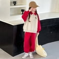 thumbnail image 3 of Girls Sweatpants Set 2 Piece Outfits Quarter Zip Lapel Collar Pullover Kids Sweatshirt Teen Sweatpants Athletic Clothing Set, 3 of 4