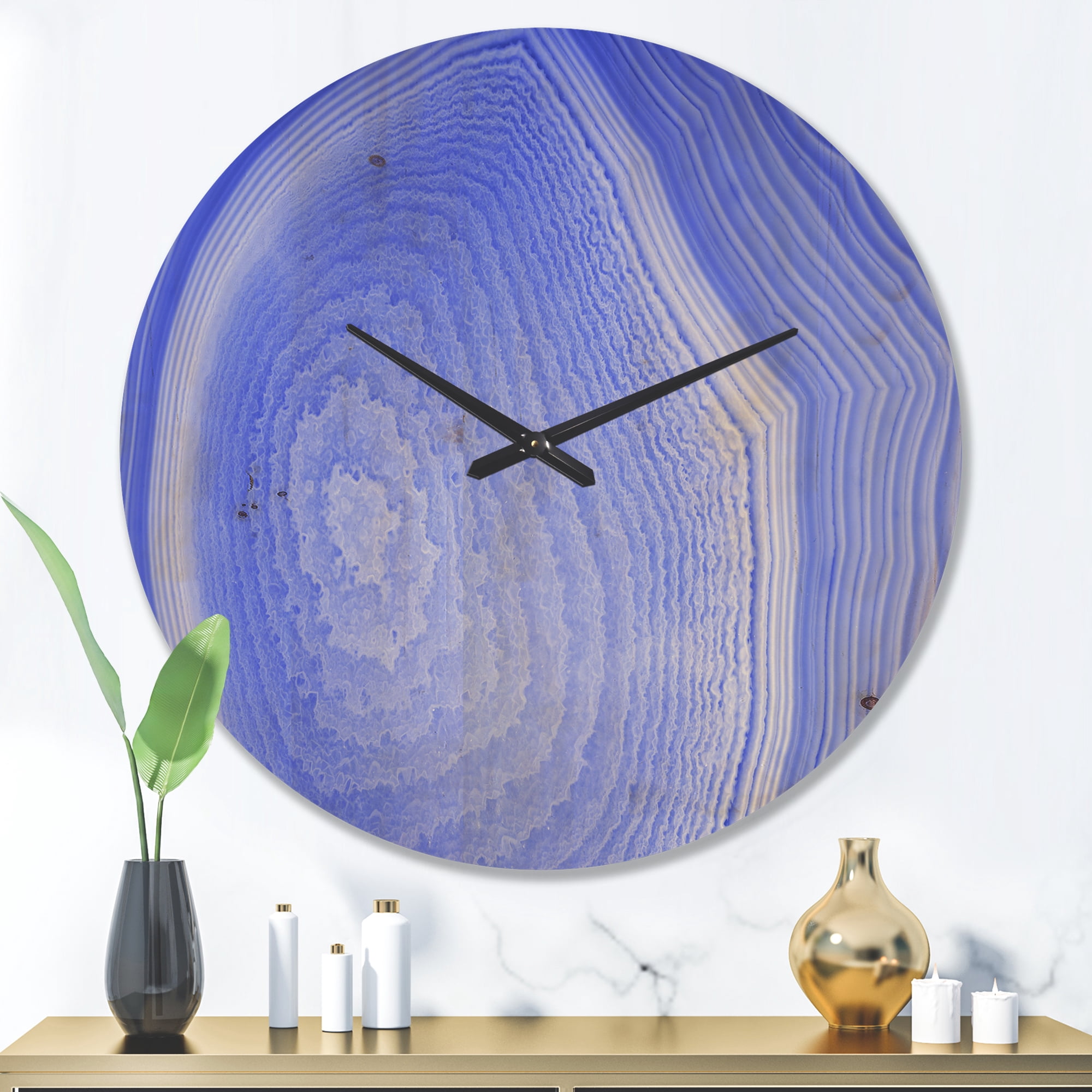 Designart 'Structure Of Dark Blue Agate' Modern Wood Wall Clock