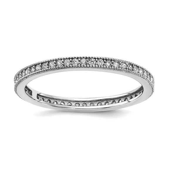1.9mm 925 Sterling Silver Rhodium Plated Brilliant-cut Cubic Zirconia Eternity Ring Size 9 Eternity Ring for Women