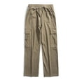 thumbnail image 4 of IROINNID Cargo Pants for Men Drawstring Straight Barrel Trousers Carry Pockets Cotton Wool Cargo Pants,Khaki, 4 of 4