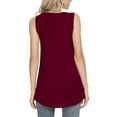 thumbnail image 4 of Summer Saving Usmisi Tank Tops Solid Crewneck Sleeveless T Shirts for Women Loose Flowy Pleated Swing Casual Vest Tunic Blouse Wine M Up to 65% off, 4 of 6