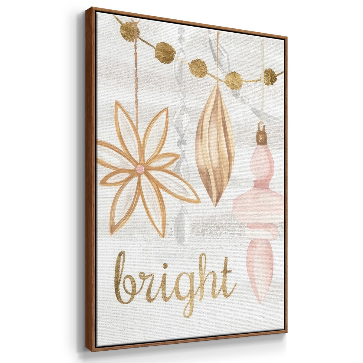 Elegant Ornaments Collection B - Framed Gallery Wrapped Holiday Canvas - 17 x 25 - Rosewood Frame