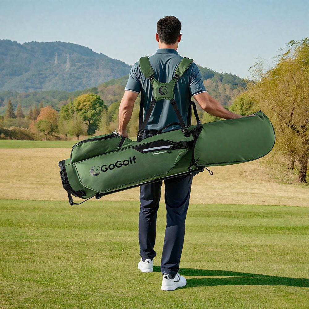 Resenkose Lightweight Golf Stand Bag, Portable Golf Bag with 8-Way Divider and 5 Practical Pockets for Easy Course Transport - Green