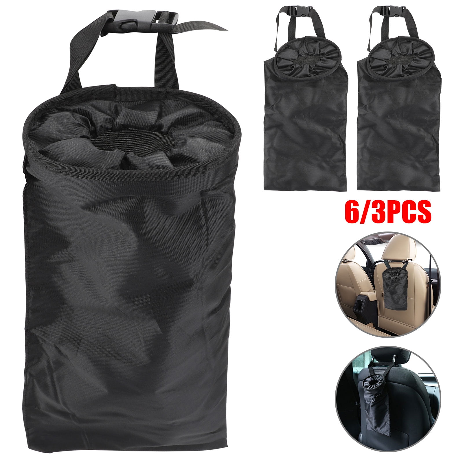 1Pcs Car Garbage Bin Car Garbage Can Holder Car Backseat Trash Garbage Storage Bag Vehicle Headrest Hanging Trash Waste Litter Can Black 