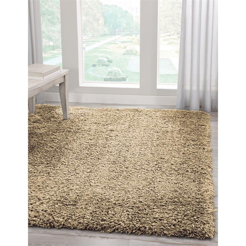 Abacasa Cozy Shag Caramel Brown Polyester Area Rug