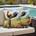 thumbnail image 5 of Vintage Rooster Pillow Covers 2 Pack Red Wildflower Floral Animals Pastoral Farmhouse Country Pillowcase Waterproof Outdoor Throw Pillow Cover for Patio Garden Square Cushion 24”x24”, 5 of 9