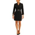 thumbnail image 2 of INSPIRE CHIC Women's Work Dresses Business Slit Sleeve Belted Double Breasted Blazer Dress XS Black, 2 of 6