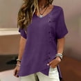 thumbnail image 4 of tarylea Womens T-Shirts Deep V Neck Rolled Short Sleeve Comfy Casual Loose Summer Dailywear Cute Tees, 4 of 8