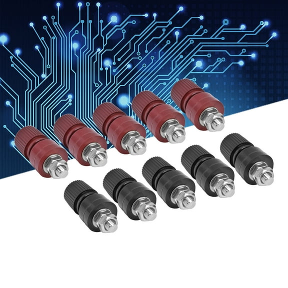 M6 Brass Binding Posts, 0,380V Power Terminals, 5 Pair Set, Plated for Electronics